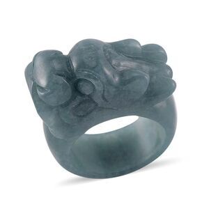 Natural Olmec Jadeite 60.00 ctw Carved Dragon Band Ring Size 9 New